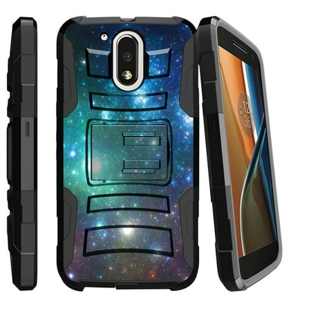 Motorola Moto G4 Case | G 4th Gen Case | G4 Plus Case [ Clip Armor ] Rugged Impact Defense Case with Built In Kickstand and Holster - Colorful Galaxy with