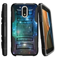 Motorola Moto G4 Case | G 4th Gen Case | G4 Plus Case [ Clip Armor ] Rugged Impact Defense Case with Built In Kickstand and Holster - Colorful Galaxy with Specs
