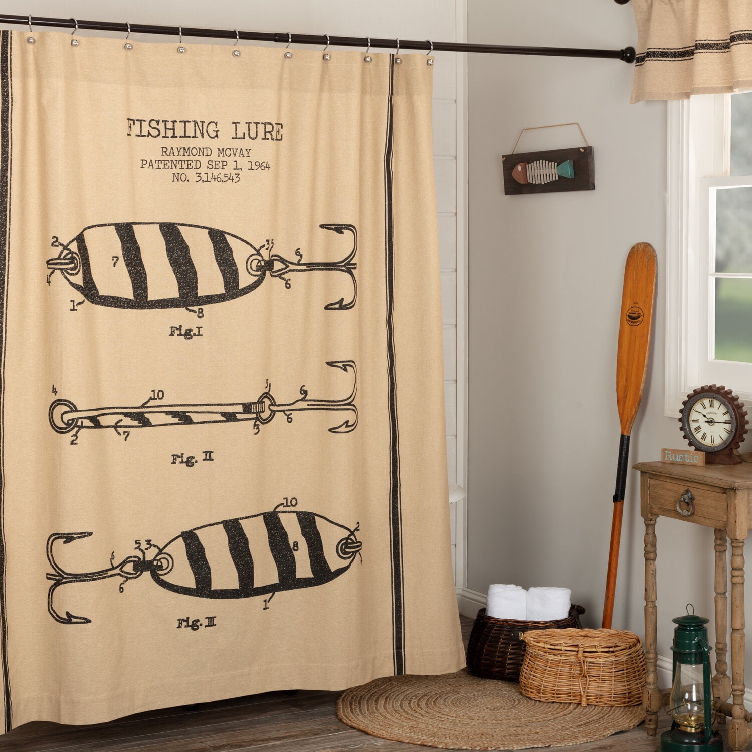 Fishing Lure Rustic Cabin Shower Curtain 72x72