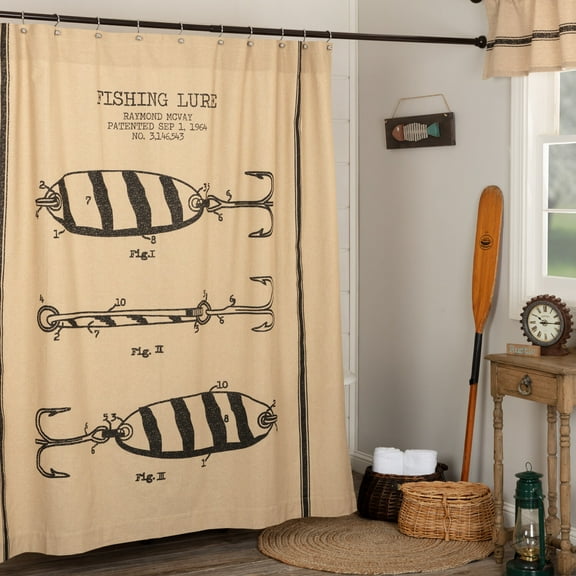 Fishing Lure Rustic Cabin Shower Curtain 72x72
