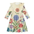 thumbnail image 4 of FKELYI Bohemian Floral Print Ruffle Twirly Dress for Girl Long Sleeve Crew Neck Casual Dress for Party Holiday Spring Fall Playwear for 3-14 Y Girls, 7-8 Y, 4 of 6