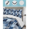 thumbnail image 4 of Blue White Plaid King Size Down Alternative Comforter, Lightweight Comforter Quilt Bedding Set with Pillow Shams Modern Geometric Striped Checkered All Seasons Bed Comforter Duvet Insert 96"x106", 4 of 7