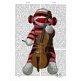 thumbnail image 2 of Fab Funky 15x18 Black Ornate Wood Framed with Double Matting Museum Art Print Titled - Sock Monkey and Cello, 2 of 4