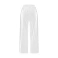 thumbnail image 5 of Lenpel Women's Velvet Pants Elastic High Waisted Drawstring Straight Leg Velour Pants Loose Vintage Trousers with Pockets(White,3X-Large), 5 of 6