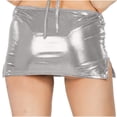 thumbnail image 5 of Women's Shiny Mini Skirt Elastic Waistband Bodycon Skirts with Side Slit Carnival Festival Costume One Size, 5 of 5
