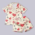 thumbnail image 5 of Auroural Baby Girl Pajamas 2T Girls Button Front Pajama Top & Shorts Set, Heart Shaped Print， 2-Piece, Sizes 2-14 & Plus, 5 of 9