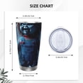 thumbnail image 4 of Lsque Chucky Pattern 20oz Car Cup with Lid and Straw, Insulated Coffee Cup with Straw Topper, Spill Proof Travel Coffee Mug, Stainless Steel Tumble, 4 of 8