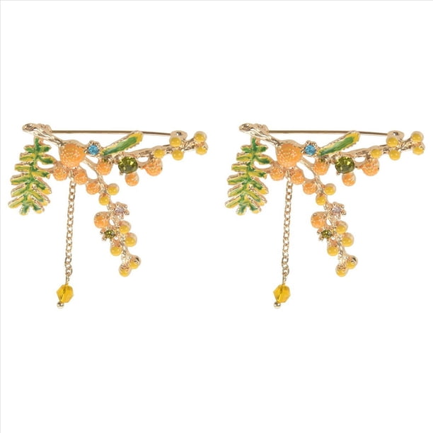 2X Joyería Broche de Alfiler de Bien Hoja Verde Broches de Camisas para Señora