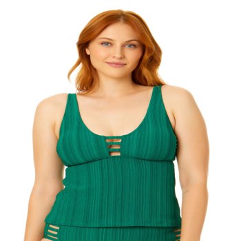 Time And Tru Women's Ribbed Tankini Swim Top