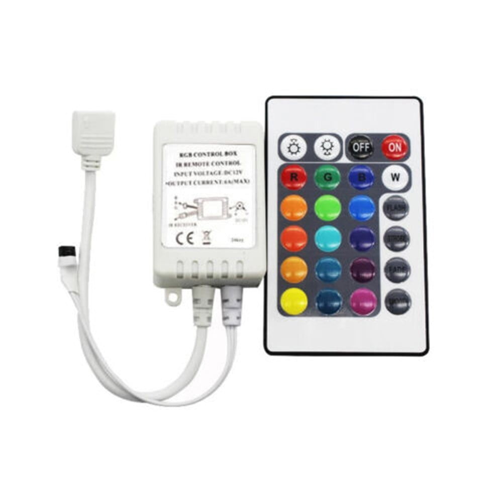 Led Strip Light Rgb Control Box + 24 Keys Ir Remote Controller For 12V
