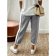 thumbnail image 2 of Women's Waist Tie Tapered Pants, Side Stripe Cropped Trousers with Pockets for Everyday, Casual, Gym & Athleisure Wear, 2 of 4
