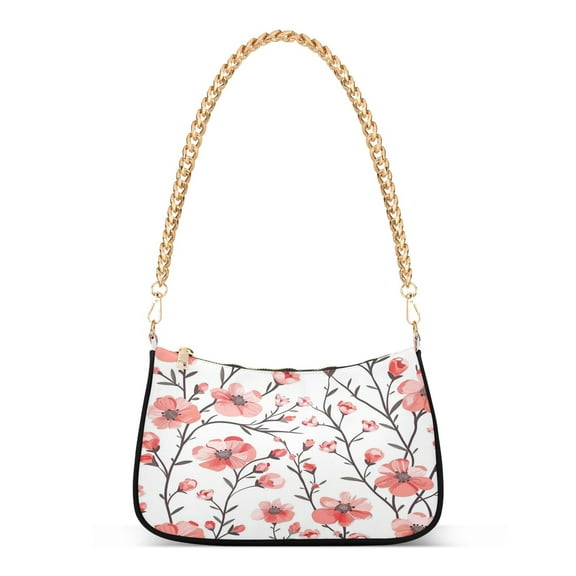 One Shoulder Chain Handbag 7.1x11x2.8in Women's Hobo Handbags Tote Handbags Shoulder Handbags Card Bag Cash Bag Key Bag Light Pink Flower