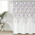 thumbnail image 5 of Flower Purple Shower Curtain, 60" x 72", Grey Cherry Blossoms White Background Waterproof Bathroom Curtain Washable Shower Curtain Set with 12 Hooks, 5 of 6