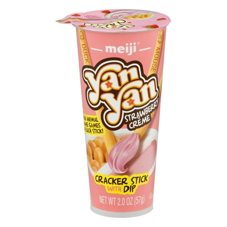 Meiji Yan Yan Strawberry CrÃ¨me Cracker Stick With Dip , 2