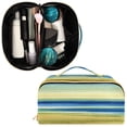thumbnail image 4 of Iauyy Rhombus Cosmetic Bag with Handle Large Capacity Luxury Twill Travel Makeup Bag ,The Beach Is Green, 4 of 8