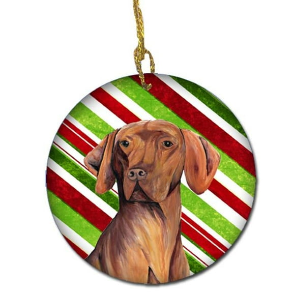 Vizsla Candy Cane Holiday Christmas Ceramic Ornament