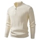 thumbnail image 2 of Ceisia Men's Slim Ribbed Semi-High Neck Half-Zip Knit Sweater Multi-Solid for Winter Gift, 2 of 7