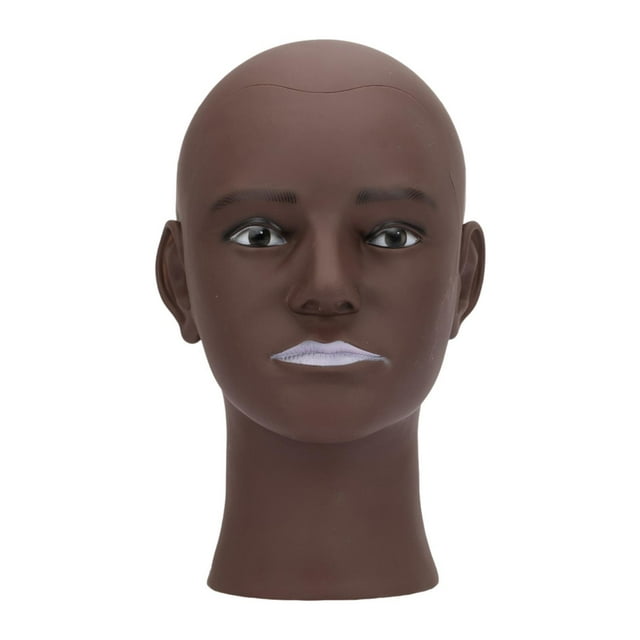 MERIGLARE Bald Mannequin Head Cosmetology Display for Display Hat Making Salon Black Skin