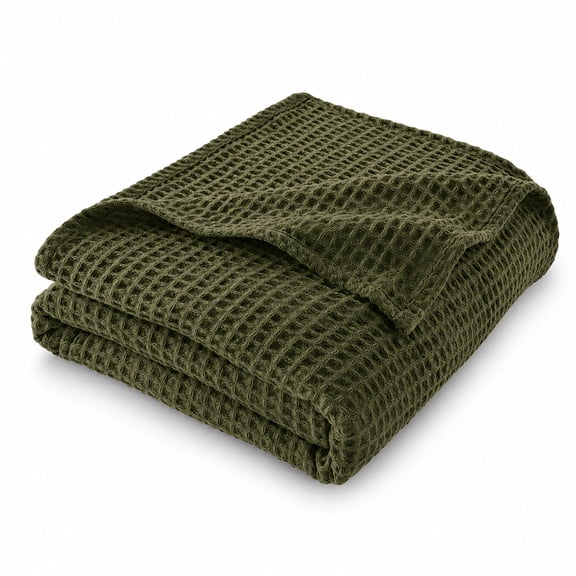 Mainstays Cotton Waffle Blanket, Bay Leaf, King