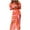 Orange, variant on VSSSJ Women Striped Printed Casual Elegant Wrap Long Dresses Ruched Slim Tie Waist Vacation Long Sleeve V Neck Shirt Midi Dress Orange L