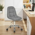 thumbnail image 2 of VECELO Home Office Chair Wide Seat with Solid Back, Ergonomic PU Leather Desk Chair Vanity Chair with Wheels, Modern Computer Chair for Home Office, Grey, 2 of 10