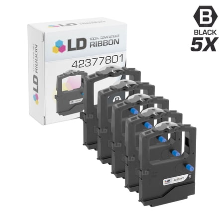 LD Compatible Okidata 42377801 Set of 5 Black Printer Ribbon Cartridges