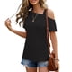 thumbnail image 2 of Mujer Un Hombro Frío Camiseta Moda Suelta Tipo Casual Verano Top Para Uso Diario Negro M, 2 of 6