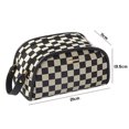 thumbnail image 4 of Bolsa de cosméticos a cuadros de tablero de ajedrez de lavado con doble cremallera Para acampar Likrtyny grande negro S, 4 of 9
