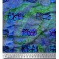 thumbnail image 1 of Soimoi Blue polyester Crepe Fabric Fish & Feather Animal Skin Print Fabric by the Yard 42 Inch Wide, 1 of 3