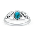 thumbnail image 3 of Oval Art Deco Band Thumb Ring Turquoise Ring 925 Sterling Silver Size 9, 3 of 5