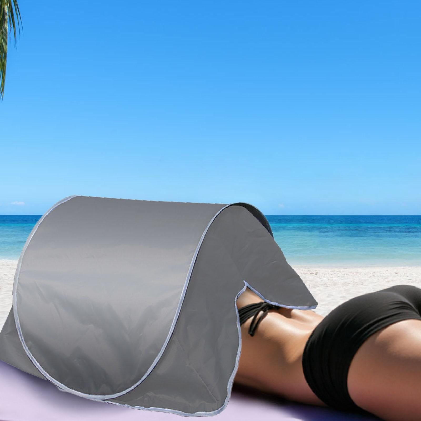 TTETTZ Mini Beach Sun Shelter Instant Canopy Zipper with Phone Pocket Head Shade Automatic Shade Tent for Fishing Outdoor Dog Pet Gray