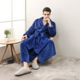 thumbnail image 4 of Defitshape Men's Long Robe Warm Fuzzy Winter Fleece Thick Spa Bathrobe Soft Full Length Sleeve Sleepwear Pocket Royal Blue Small, 4 of 4
