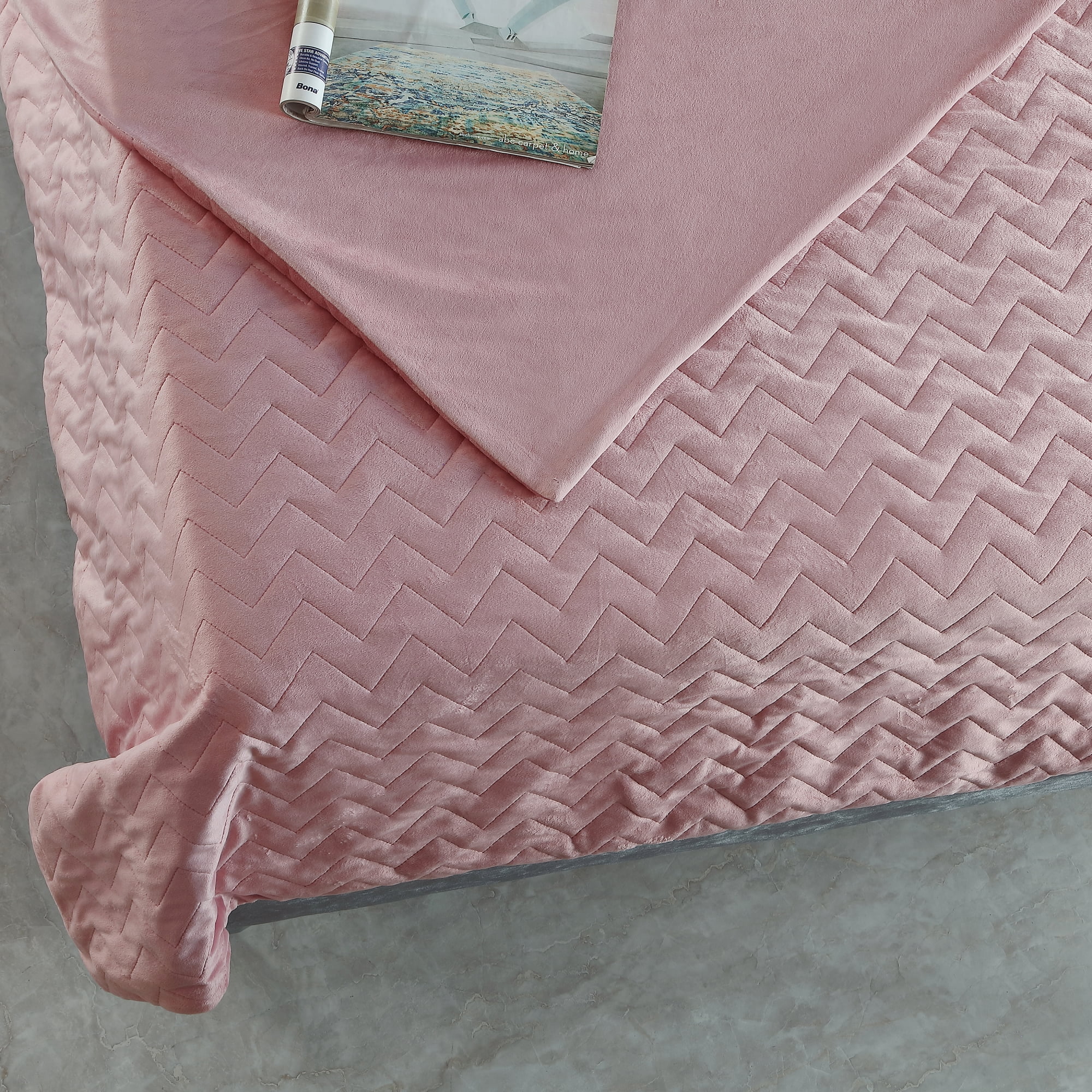 Nalah 100% Cotton Weighted Blanket - 12 Pounds, Calm Sleeping, Quilted Cover, 48" x 72", Blush