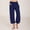 Z1-Dark Blue, variant on Womens Summer Capri Pants Elastic Waist Cotton Linen Yoga Cropped Pants Trousers
