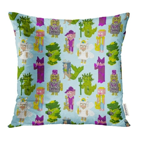 ARHOME Square Bricks and Mortar Man People Dinosaur Pillow Case Pillow Cover 18x18 inch Throw Pillow