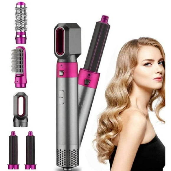 5 in 1 Curling Wand Set Multifunctional Hair Dryer/Volumizer/Rotating Brush Hair Dryer Hairstyling Tools Negative Ionic Curler Straightening Comb for Salon Hair Styling Curling and Smoothing