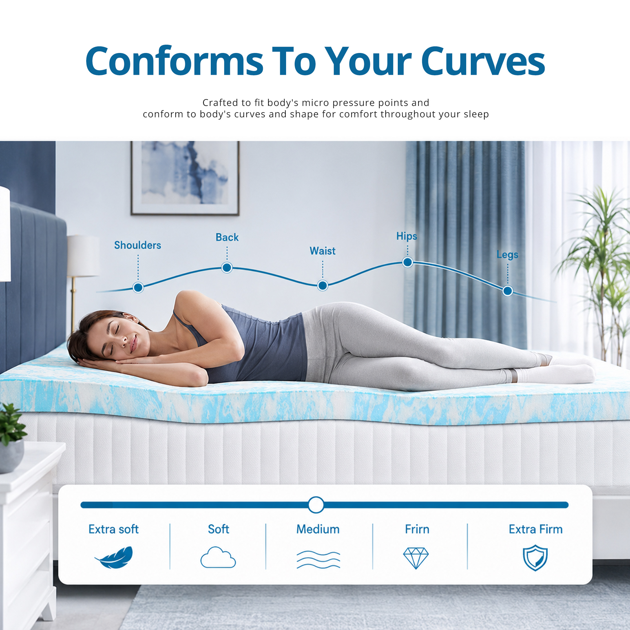 Concetta 3-Inch Twin Memory Foam Mattress Topper with Cooling Gel photo 5
