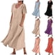 thumbnail image 5 of Women's Summer Maxi Dress Round Neck Short Sleeve Casual Dress S Black, 5 of 5