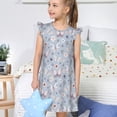 thumbnail image 4 of Balery Blue Butterfly Camisón de princesa para niñas, pijama de algodón con mangas abullonadas, suave y bonito.-XX-Large, 4 of 6