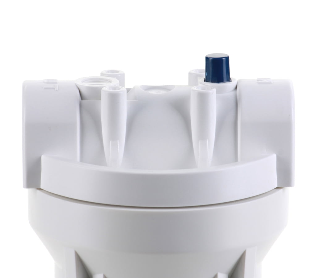 Hydronix HF3-10WHWH12PR, 10" White Housing with White Rib Cap For RO & Filtration Systems, 1/2" Ports with Relief Button