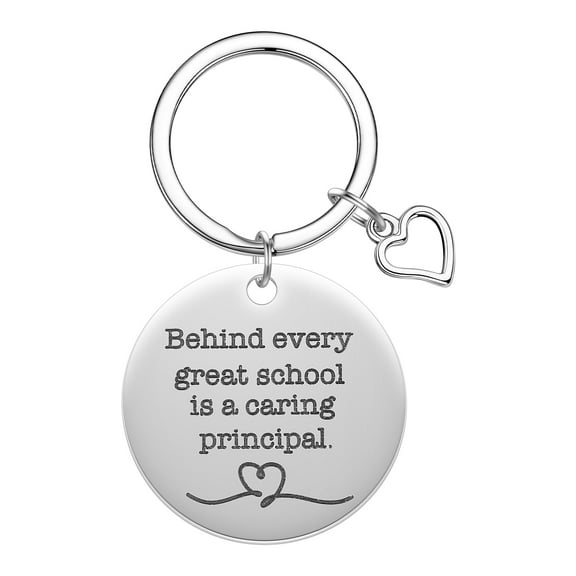 Behind Every Great School Is A Caring Principal Key Chains Gift Stainless Steel Jewelry Keychain Heart Pendant Keyrings