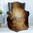 thumbnail image 4 of Psychedelic Soft Flannel Fleece Throw Blanket, Gothic Spooky Birth Life Death and Skull Baby Face Artwork Design, Cozy Plush for Indoor and Outdoor Use, 50" x 60", Tan Yellow, by Ambesonne, 4 of 5