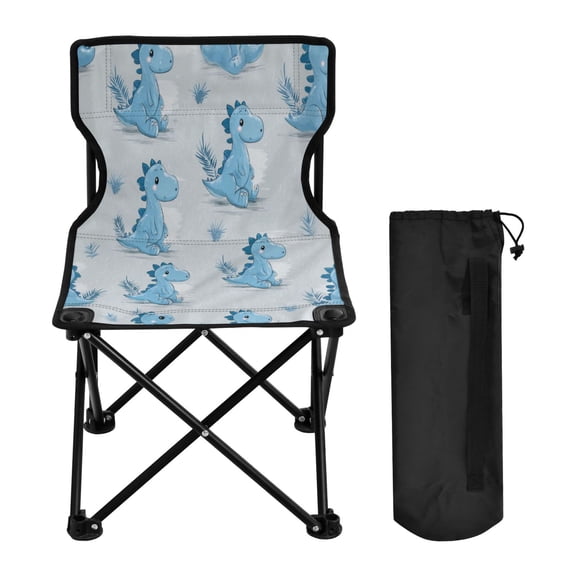 600D Oxford Camping Chair Portable Foldable Chair Supports 220 lbs for Picnic, Fishing, Backpacking Cartoon Blue Dinosaurs