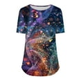 thumbnail image 6 of Women's Fashion Colorful Print T-Shirts Plus Size Pullover for Women Casual Shirts Short Sleeve Round Neck Pullover Chest Pleated Top, 6 of 6