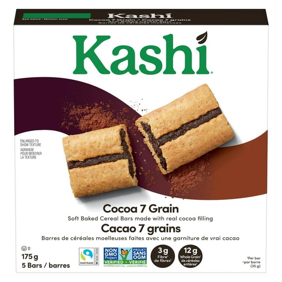 Barres de céréales Tendre fournée Kashi®* Cacao 7 grains,175 g (5 x 35 g) 175 g (5 x 35 g)
