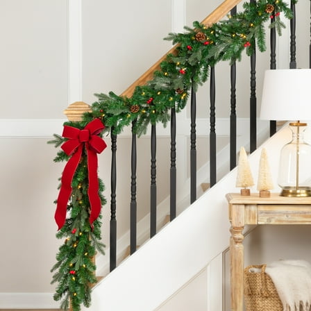 Northlight Real Touch™ Pre-Lit Mixed Noble Spruce Garland - 9' x 14" - Clear Lights
