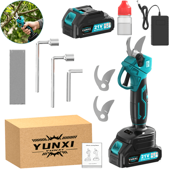 Ergonomic 21V Cordless Power Pruning Shears with LCD Display, Rechargeable Handheld Garden Pruner, Electric Branch Cutter for Tree, Orchard, Landscaping & Yard Garden Trimming, Minimize Hand Fatigue