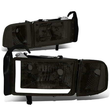 DNA Motoring For 94-02 Dodge Ram LED DRL Smoked Clear Corner Headlight Lamps Pair