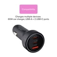 thumbnail image 3 of onn 3-Port Fast Charge Dual USB-C and USB Car Charger, 3 of 6