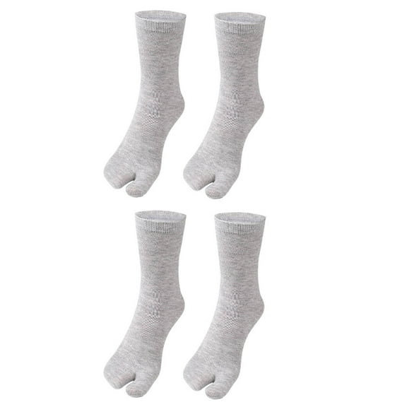 AUQ 2Pcs Cotton Socks,Mid-Calf Style Socks for Women,Anti-Friction Protection Toe Separator Design Socks for Men,Gray